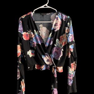 Black Floral Crop Top